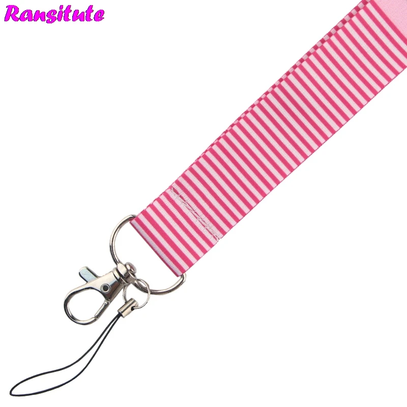 Ransitute держатель для карт Sakura lanyard key ID Card ремень мобильного телефона USB бейджа DIY rope