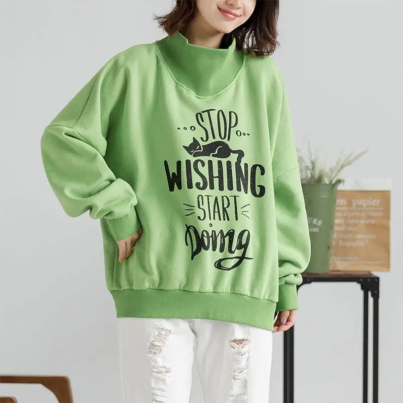 Толстовка женская оверсайз с кошачьими буквами теплая начесом на осень 2021 |