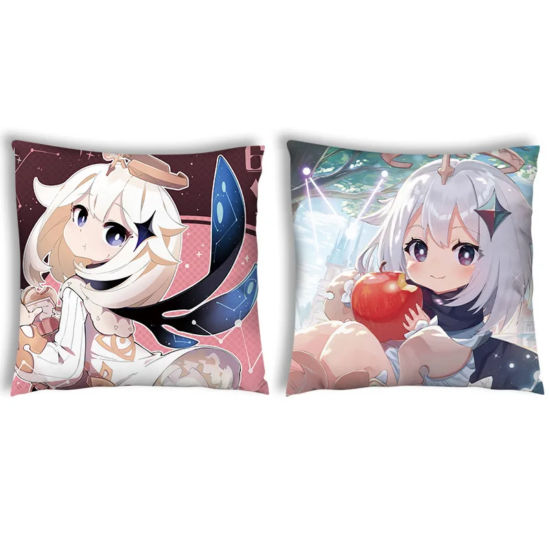 

Game Genshin Impact Pillowcase Sofa Living Room Decor Cosplay Cartoon Klee Keqing Amber Qiqi Paimon Pillow Cover 45x45cm
