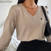 fall sweaters for women 2021 hot sale spring and autumn new fashion sexy v neck loose top women harajuku oversized sweater women