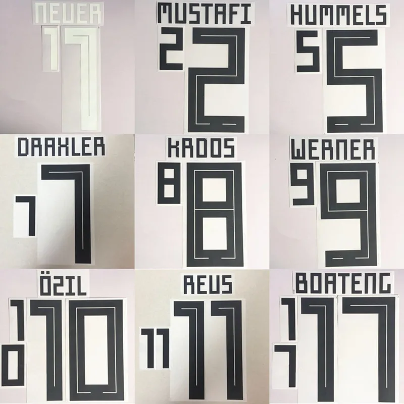 Германия 2018 дом от NEUER MUSTAFI HUMMELS DRAXLER KROOS OZIL REUS MULLER BOATENG nameset горячая штамповка патч