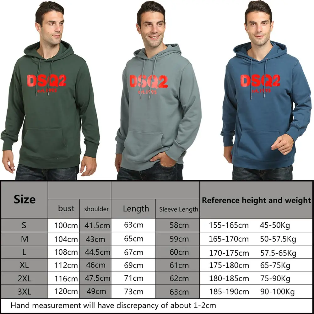 

winter style dsq brand Men's 100% cotton casual long sleeve Unisex hoody warm letter Hoodie sweatshirt for men black dm