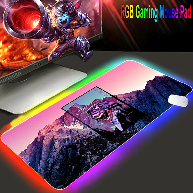 

Evangelion Large RGB Mouse Pad Gaming Accessories LED 900X400 Gamer Carpet Big Mause Pad PC Desk Mat with Backlit CS GO Mousepad