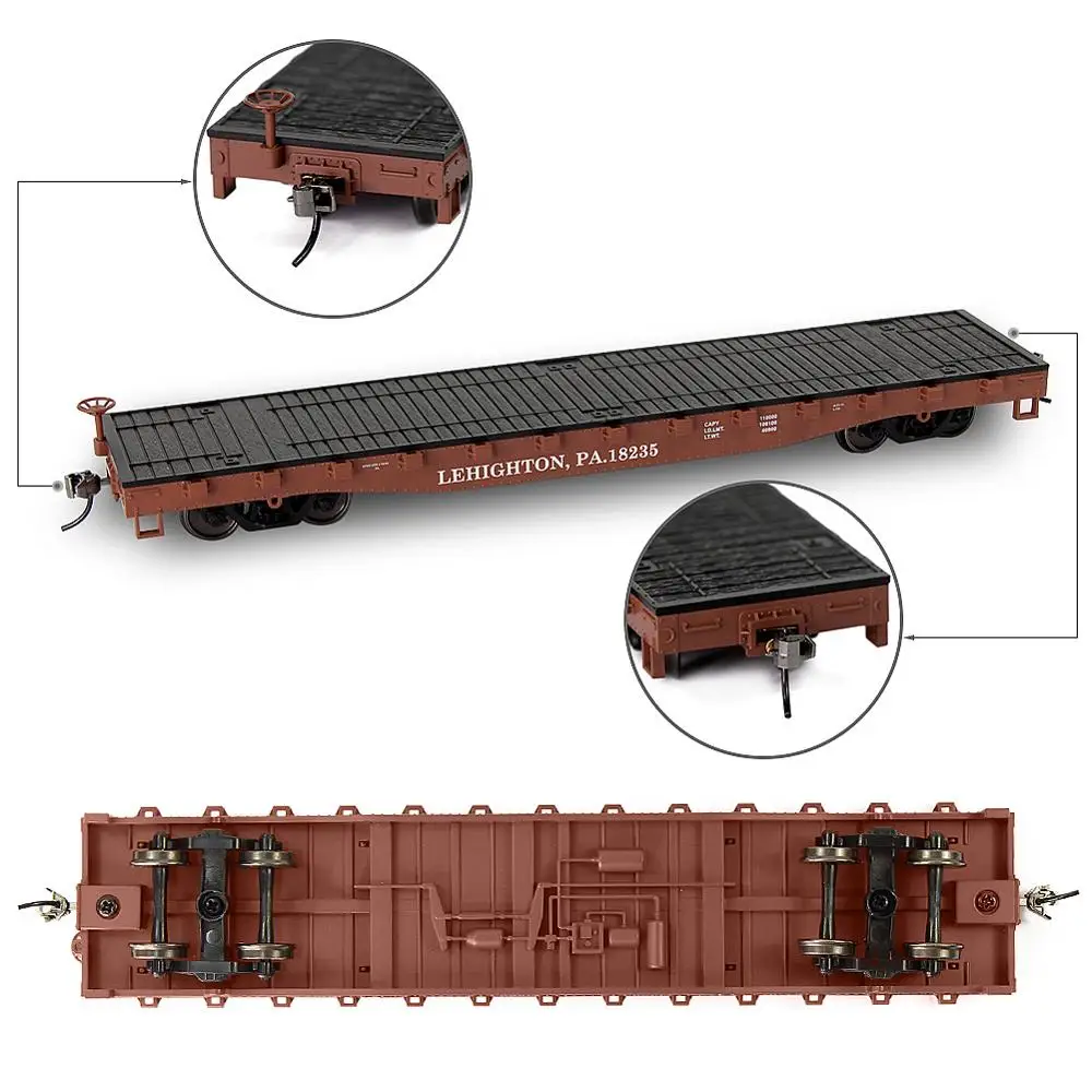 3pcs HO Scale 1:87 52' Flat Car Flatbed Transporter 52ft Model Train Container Carriage Freight C8741 | Игрушки и хобби