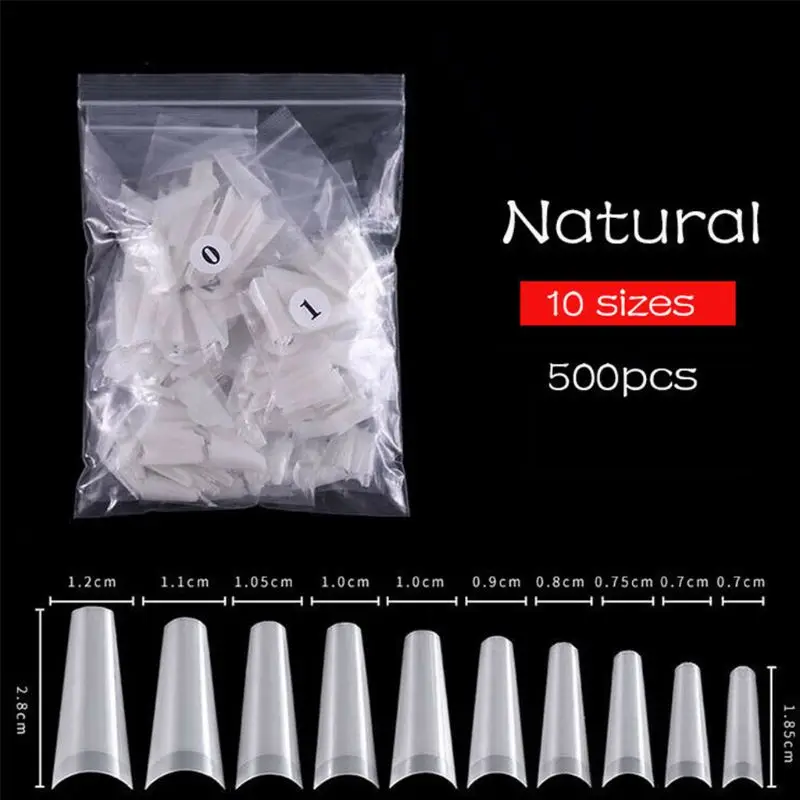 

500pcs Gel Nail Manicure Decor Nail Art Tips Half Cover C Curve False Nails