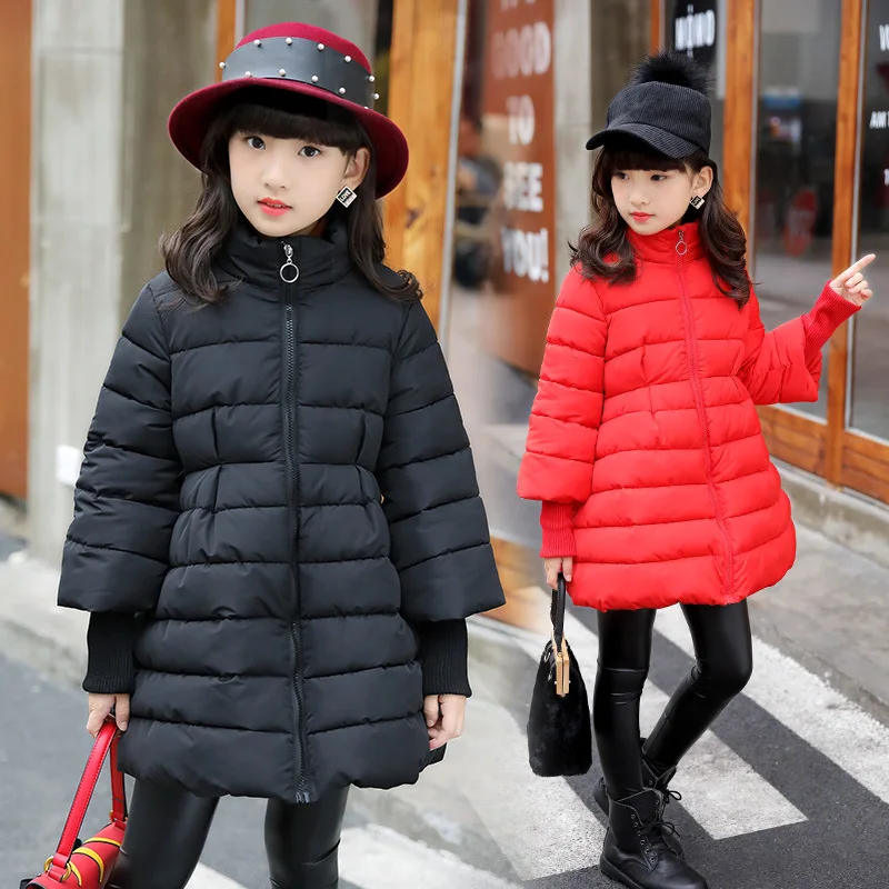 Kids Girls Children Winter A-Line Long Keep Warm Cotton-padded Down Jacket For Outerwear 5 6 7 8 9 10 11 12 13 14 Years 84 | Детская