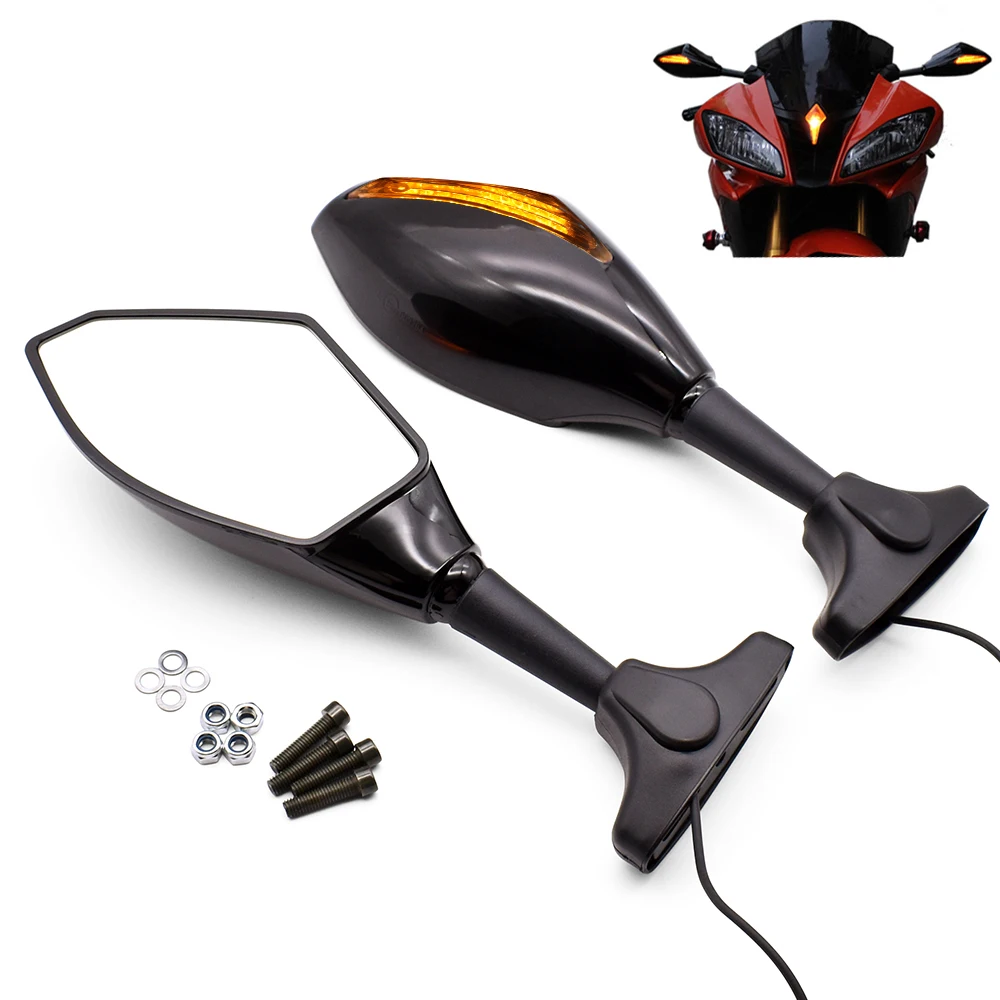 

For Honda VFR 750 800 VTR1000F CBR125R CBR300R CBR300F Motorcycle Side Rearview Mirrors Turn Signals Indicator With LED Lights