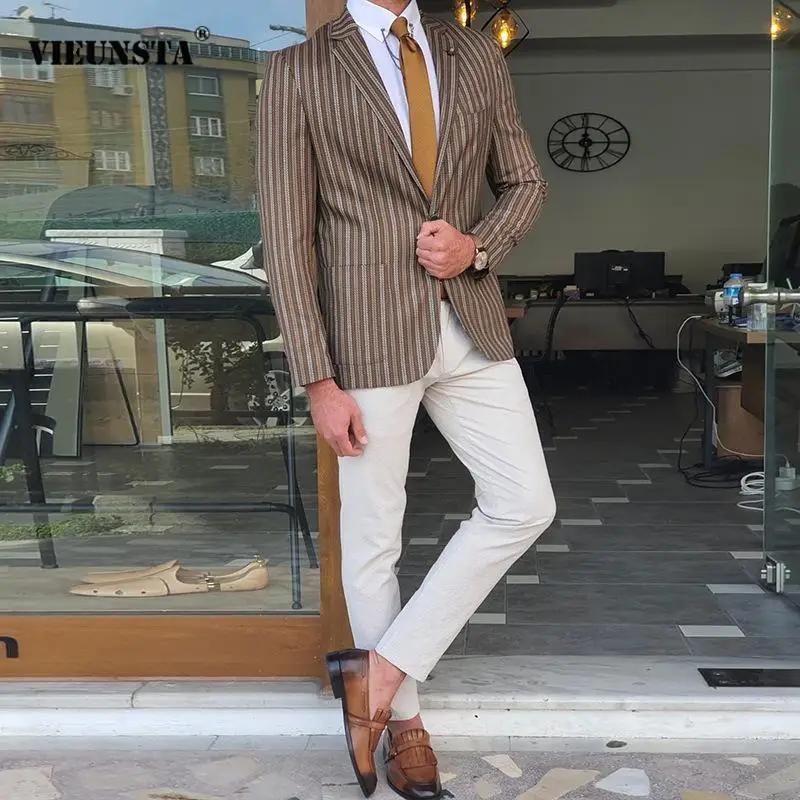 

Повседневный деловой костюм с отложным воротником, пальто, весна 2022, модная мужская приталенная верхняя одежда, осенние мужские блейзеры в ...