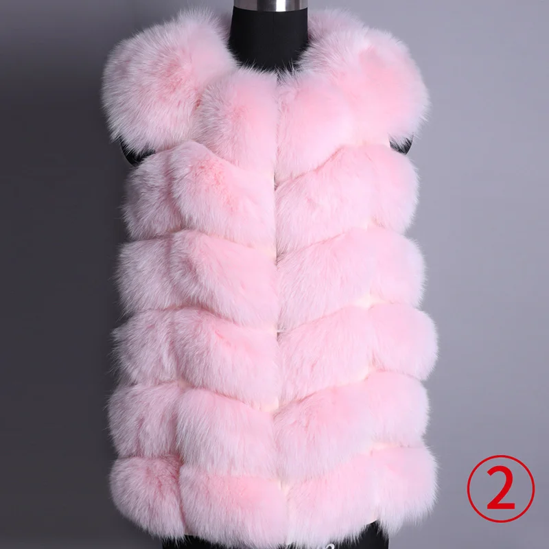 short vest-13 Maomoackong2019 модная новая стильная куртка с натуральным лисьим мехом, Тонкая зимняя женская куртка с круглым вырезом и натуральным мехом, кожаная жилетка для девочек - Цвет: short vest-13