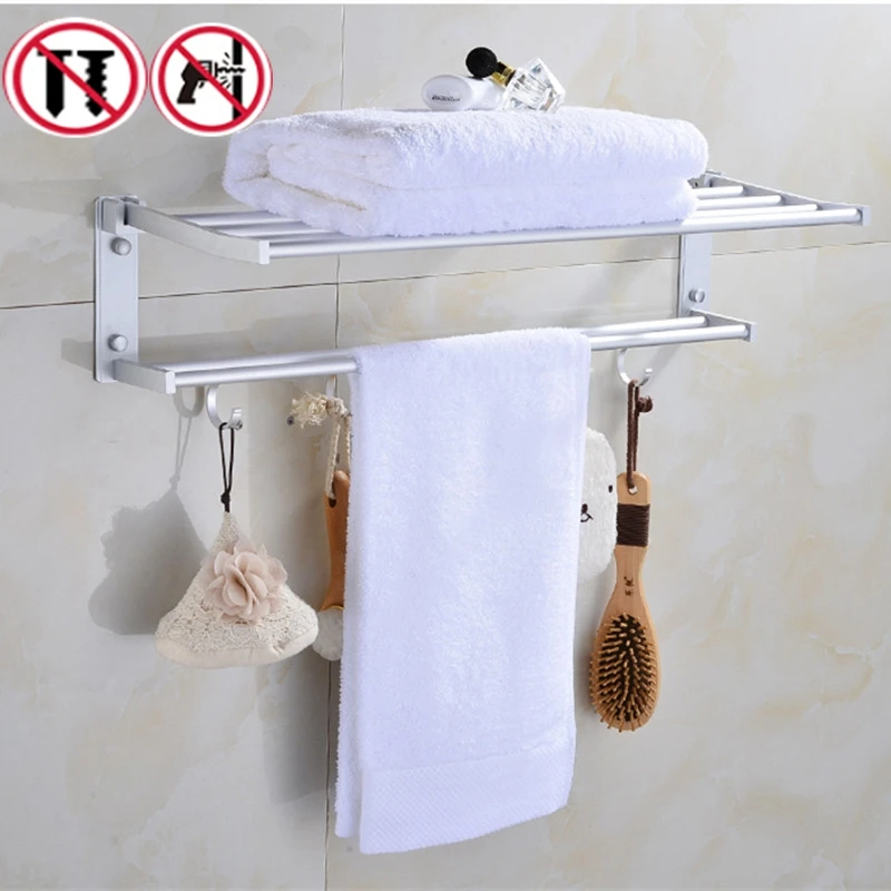 Вешалка для полотенец в ванную комнату настенная без сверления пространственного алюминия.