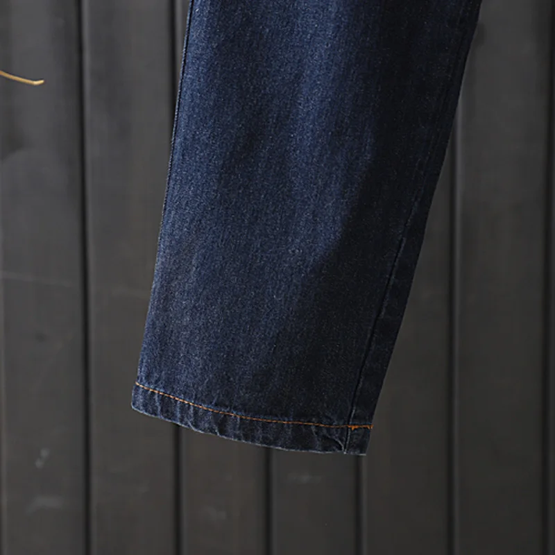 

Women 100% Cotton Jeans Harem Pants New Blue Denim Embroidery Retro Vintage Fashion Casual Elastic Waist Female Loose B01042124