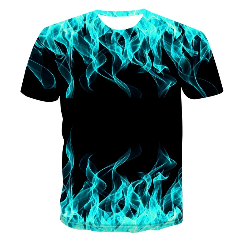 

Summer 2021 New 3D Printed T-shirt Strange Fire Print Men's T-shirt Print Casual Fashion Fun T-shirt Round Neck Short Sleeve