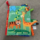 Книга из ткани для раннего обучения детей 0-36 м, милая мультяшная животная, Интерактивная звуковая бумага для родителей и детей, книга-погремушка