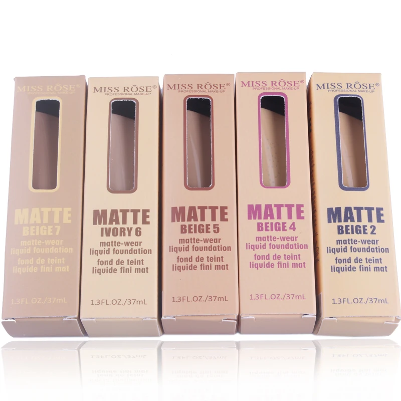 Miss Rose Matte-wear Liquid Foundation Concealer Hide Blemish Facial Base Makeup Waterproof Lasting Matte Light Brighten Skin |