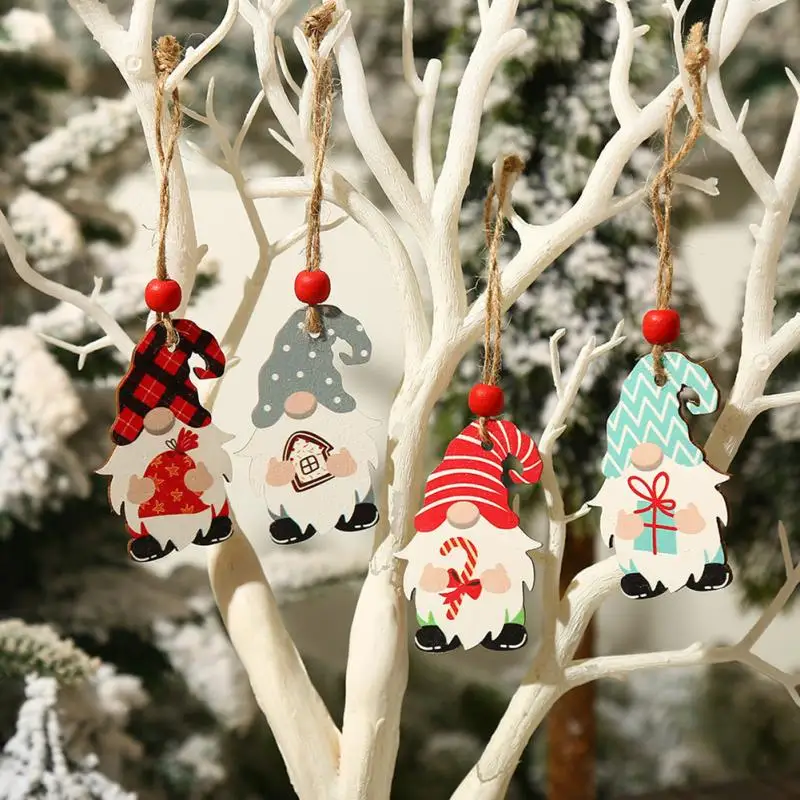 

1box Christmas Pendant Wooden Painted Colorful Xmas Tree Drop Ornaments Decorations For Home Kids Toys Gift Xmas New Year 2022