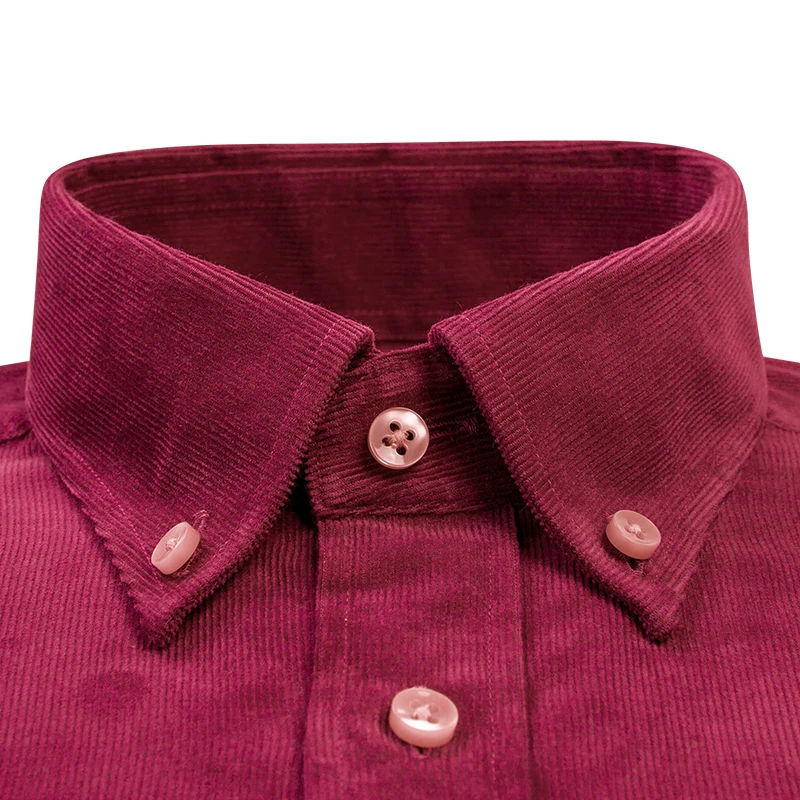 Мужская Вельветовая рубашка DEEPOCEAN с длинным рукавом красного цвета немнущаяся