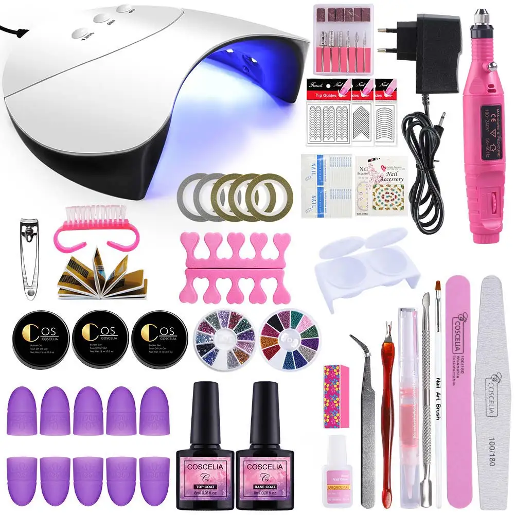 no nail polish set Маникюрные инструменты для ногтей 36 Вт УФ светодиодная лампа для сушки ногтей 6/10/12 Цвет гель Лаки базовое, топовое покрытие био-Гели Soak Off лак для ногтей Гель-лак набор Наборы - Цвет: no nail polish set