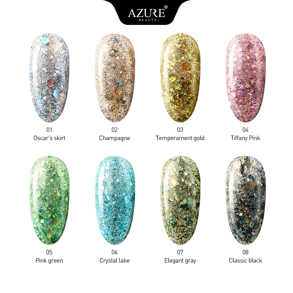 Azure Beauty блестящий Платиновый гель чистые цвета впитывающий УФ Led сделай сам