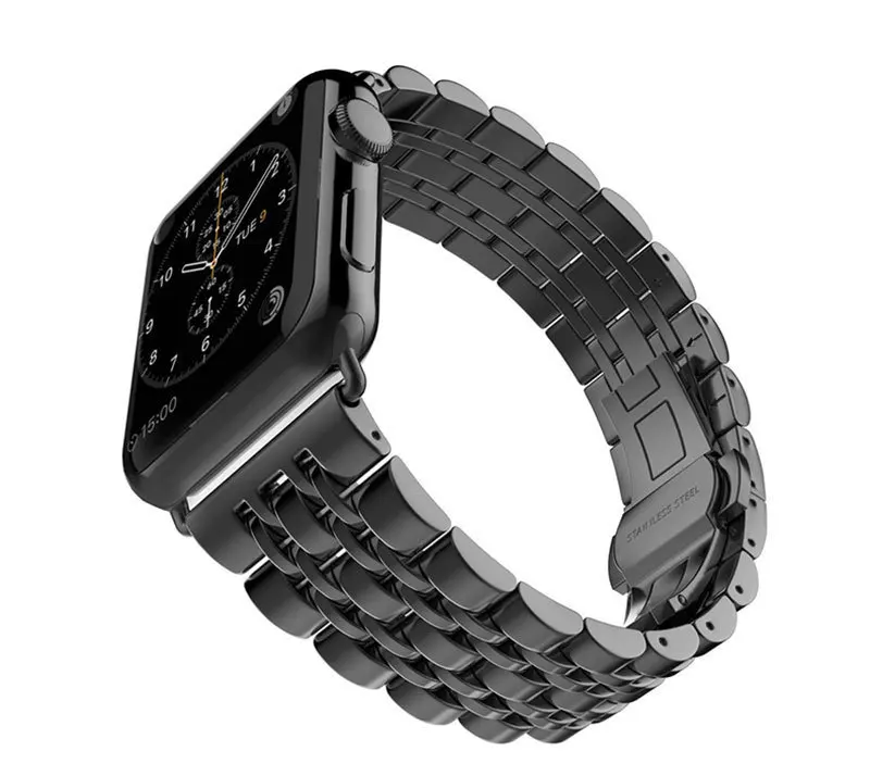 Ремешок сменный из нержавеющей стали для Apple Series 4 3 2 1 деловой золотистый браслет