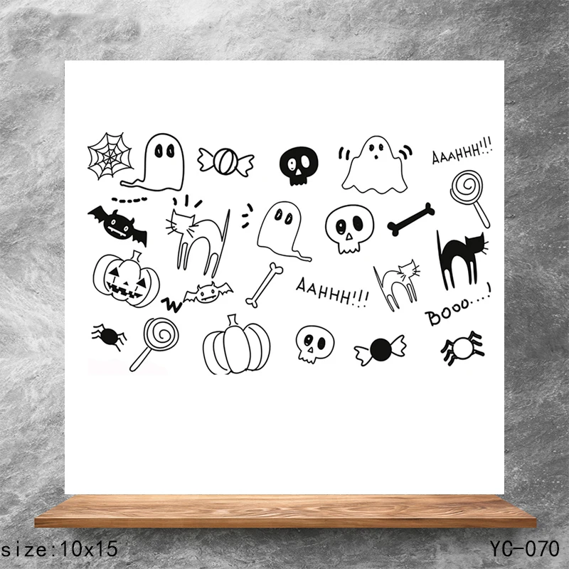 

ZhuoAng Happy Halloween Clear Stamps/Silicone Transparent Seals for DIY scrapbooking photo album Clear Stamps