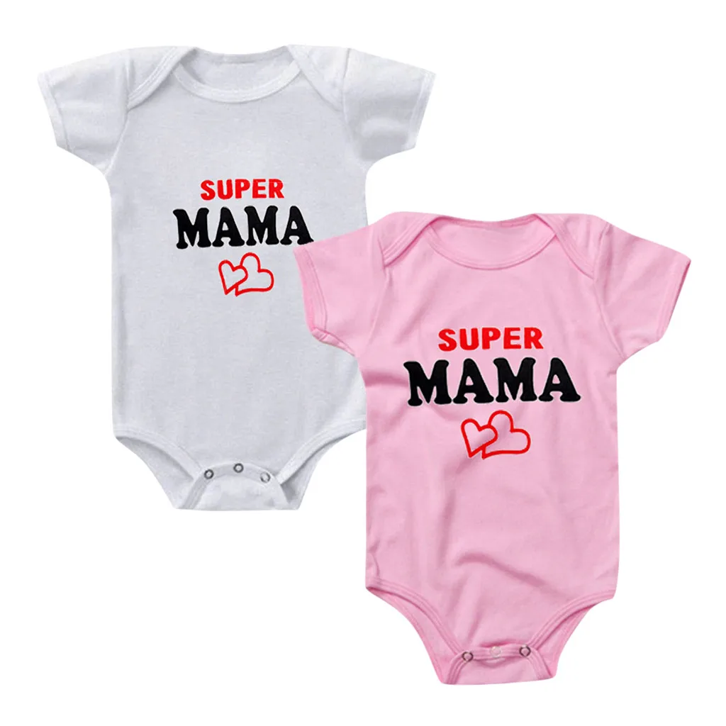 Одежда для новорожденных комбинезон с короткими рукавами и надписью I Love Papa Mama