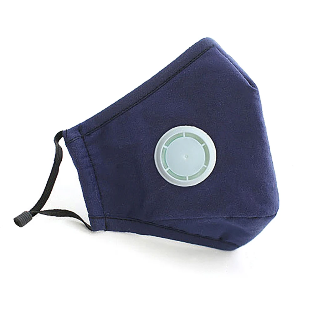 Dark Blue Моющийся многоразовый PM2.5 намордник пылезащитный респиратор защитная маска с дыхательным клапаном для активного отдыха велосипедная маска - Цвет: Dark Blue