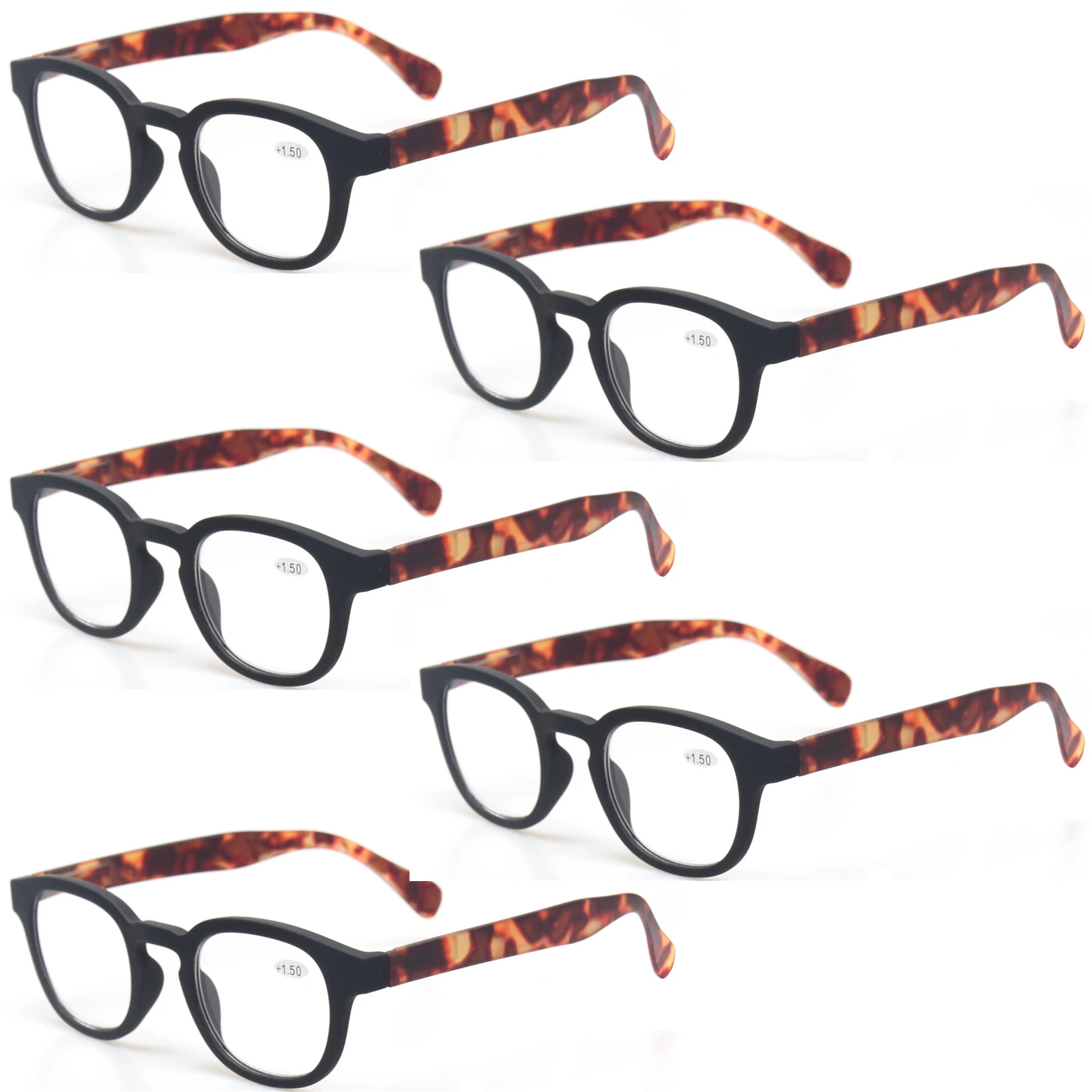 5 Pack Black С модным принтом, итальянский дизайн, очки для чтения, для обувь для мужчин и женщин пружинным шарниром овальная оправа для очков 1,0 1,5 2,0 2,5 3,0 4,0 - Цвет оправы: 5 Pack Black