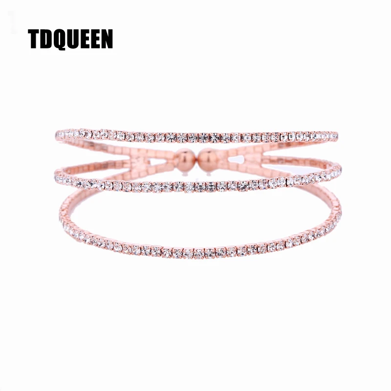 Элегантные Кристальные Стразы TDQUEEN браслеты с серебряным и золотым покрытием