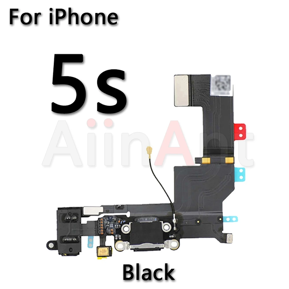Нижний usb-разъем для зарядного устройства для iPhone 5, 5S, 5c, SE, 6, 6s Plus, док-станция для зарядки, шлейф для замены - Цвет: For iPhone 5s Black