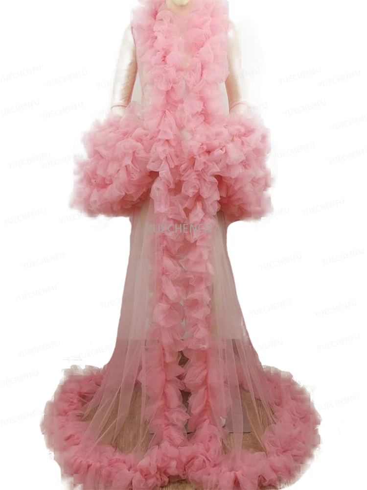 

Women Bridal Robe Sleepwear Ladies Tulle Chiffon Illusion Wedding Scarf Nightgown Photography Maternity Breastfeeding Dress Gown