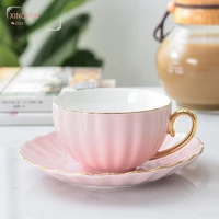 pink cute creative porcelain cup and saucer ceramics simple tea sets modern design coffee cups tazas para cafe