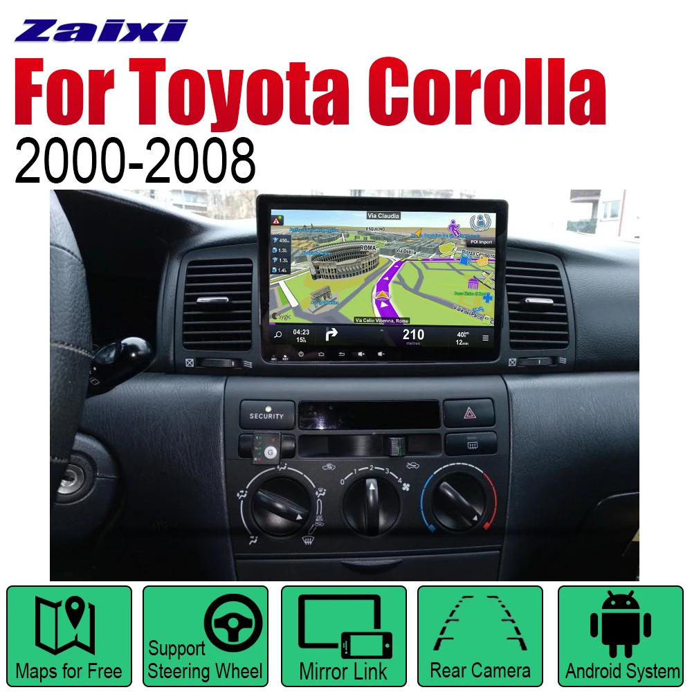 Автомагнитола ZaiXi с GPS навигацией для Toyota Corolla 2000 ~ 2008 Android мультимедийная система
