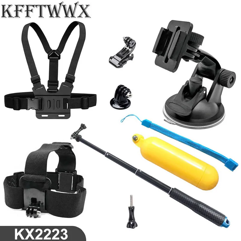 

KFFTWWX комплект аксессуаров для Gopro Hero 9 8 7 6 5 4 черный Камера селфи-штатив с присоской на присоске для спортивной экшн-камеры Go Pro Экшн-камера EKEN ...