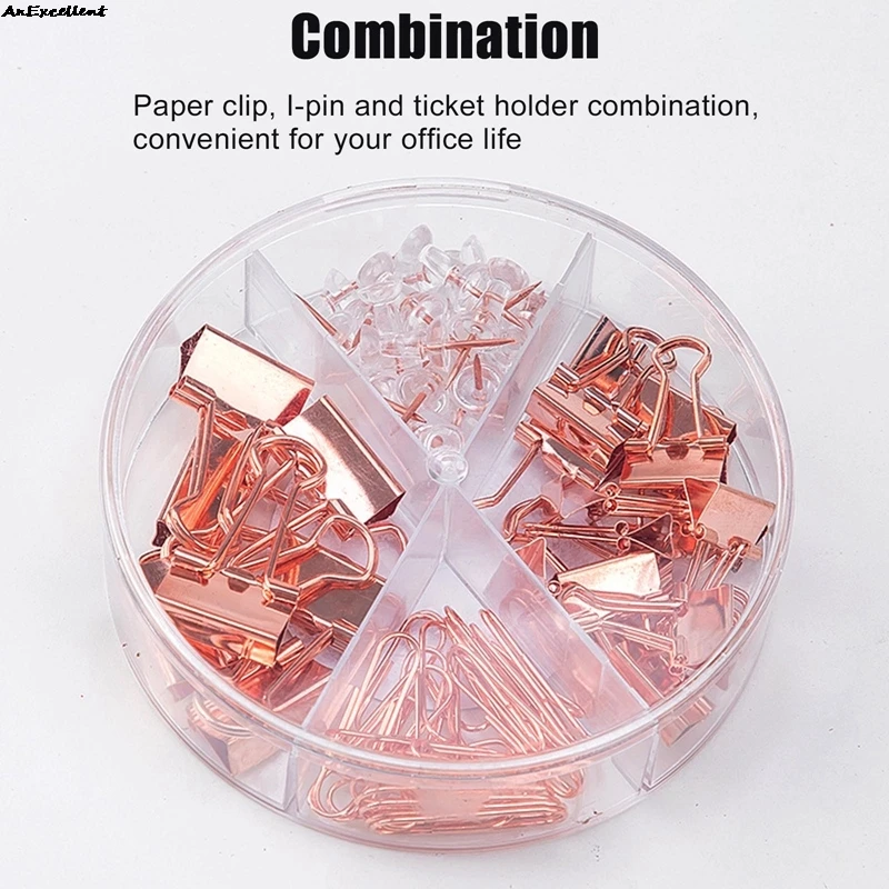 

For Decorative Clips Student School Office Supplies Accessories 1 Box Rose Gold Paper Clips Bookmark Metal Binder Clip