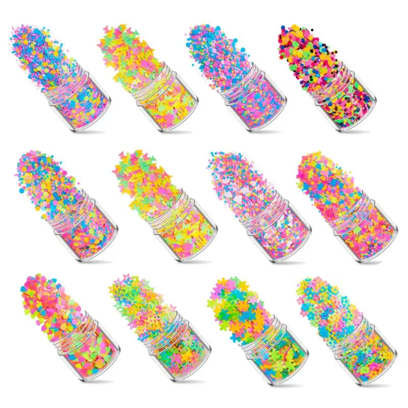 

12 Colors Mixed Holographic Makeup Chunky Glitter Face Body Eye Hair Nail Epoxy Resin Festival Chunky Hexagons Sequins
