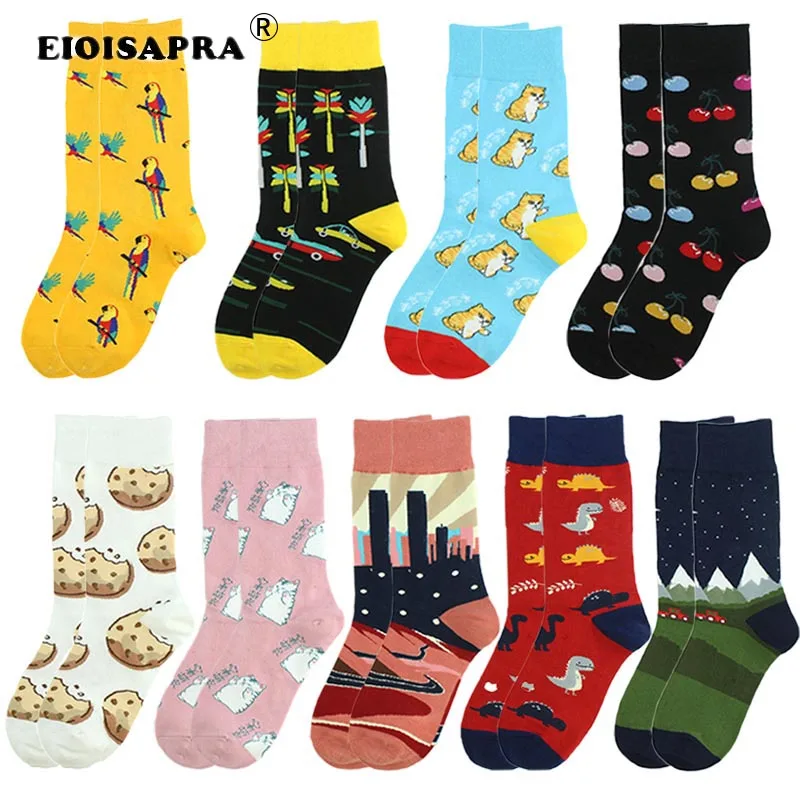 

New Fashion Tide Socks Outdoor Casual Hip Hop Sox Lovely Cartoon Cat Cookies Dinosaur Cute Sock Breathable Antiskid Small Fresh
