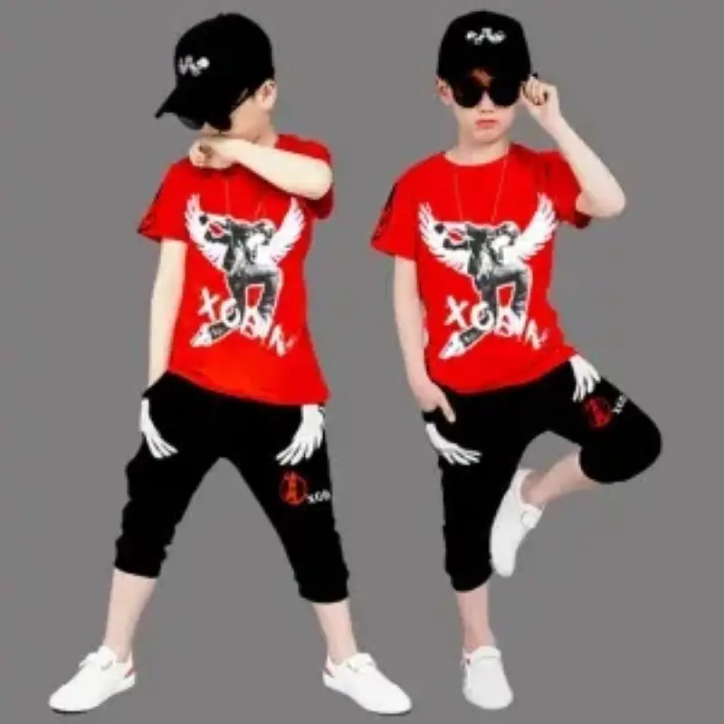 

Children's Clothing Boys Summer Suit New Summer Boys Handsome Short Sleeve Children and Teens Two-Piece Suit