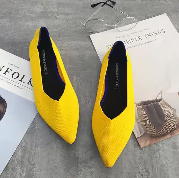 5008-2 yellow Женские балетки на плоской подошве; женская повседневная обувь без застежки с острым носком; удобные мягкие Лоферы для беременных женщин - Цвет: 5008-2 yellow