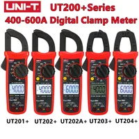 UNI-T UT201 Plus UT202 Plus UT202A + UT203 + UT204 + 400-600A Цифровые токоизмерительные клещи, высокая точность, интеллектуальные, защита от горения, истинное средне...