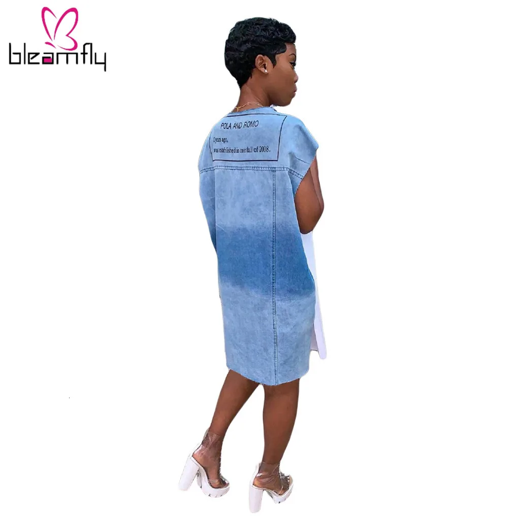 Осеннее женское платье с коротким рукавом и О образным вырезом джинсовое до