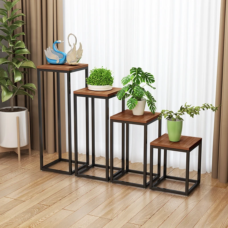 Стеллаж для цветов M001 металлическая подставка в стиле ретро золотисто зеленого