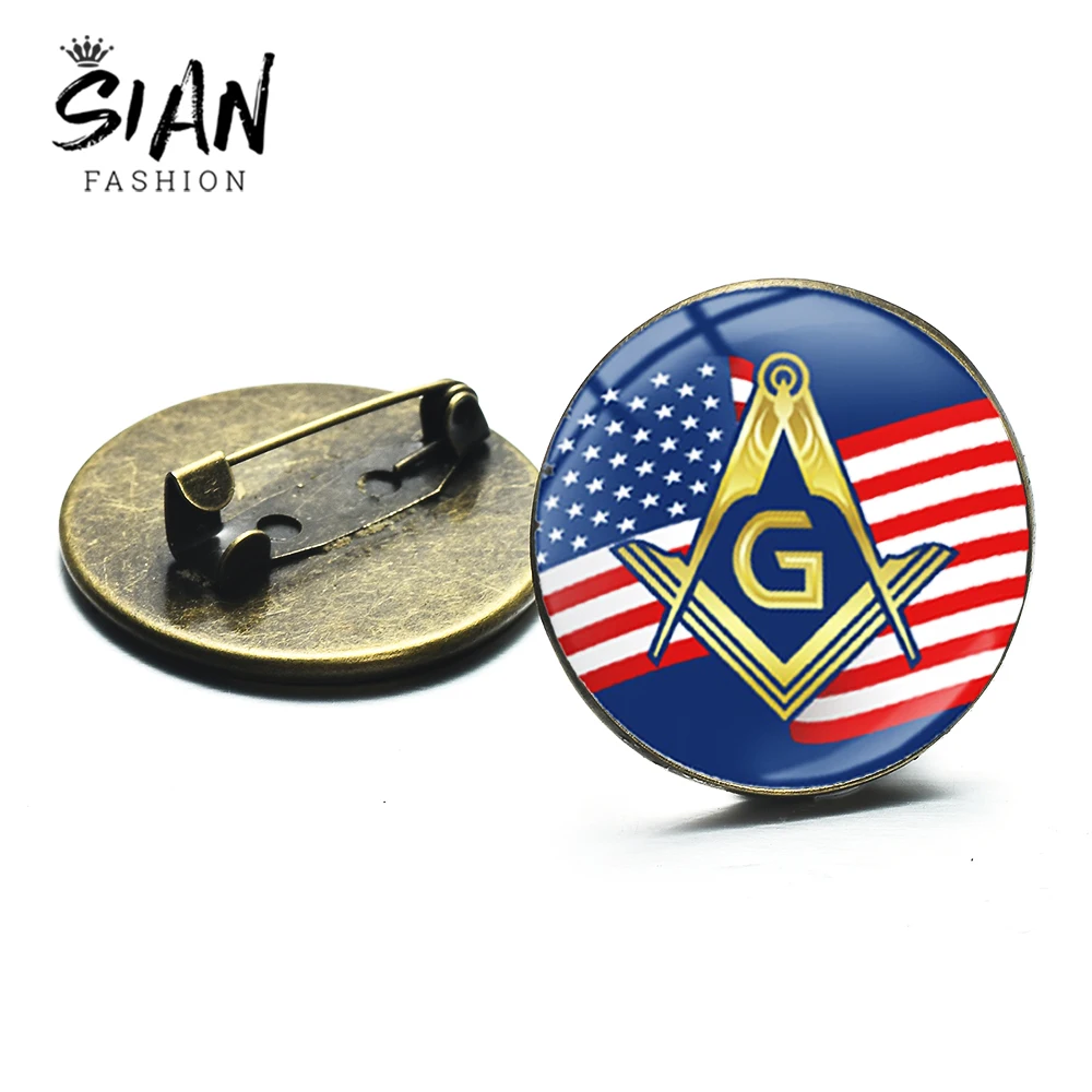 SIAN символ масонов значок отворот контактный глаз иллюминатов Компасы бронзовые