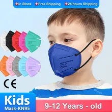 Mascarillas FFP2 homologadas para Niños, máscara Infantil KN95 de 5 capas, 9 a 12 años