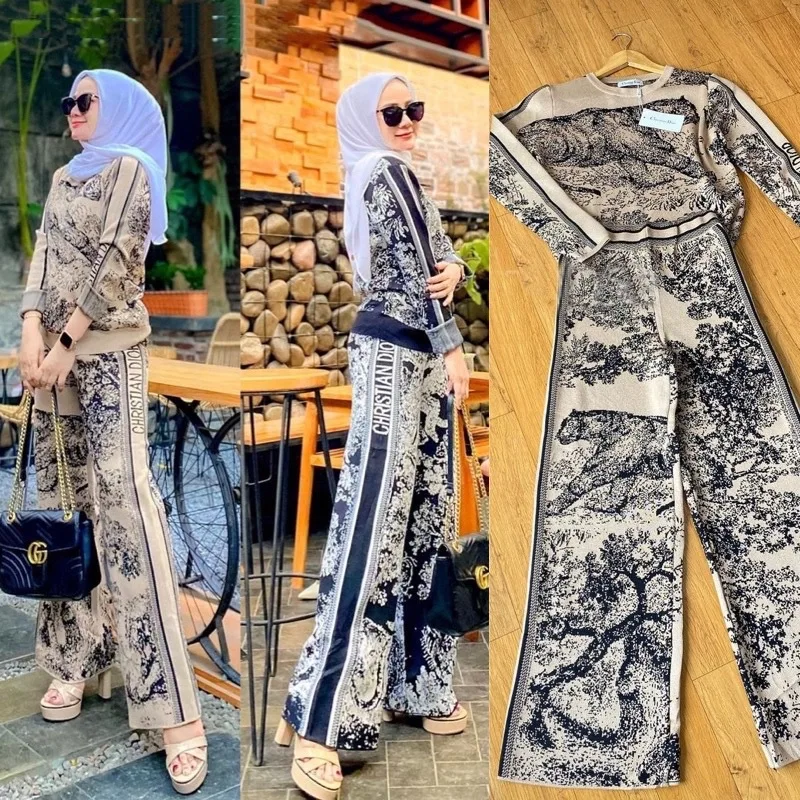 

Mandylandy Arab Muslim Retro Set Middle East Dubai Islamic Clothing Floral Sweatshirt Tops Muslim Top Sets 2 Piece Sets Outfits