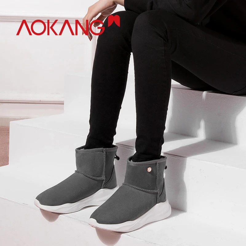 AOKANG/зимние ботинки коллекция 2019 года Новое поступление повседневные женские