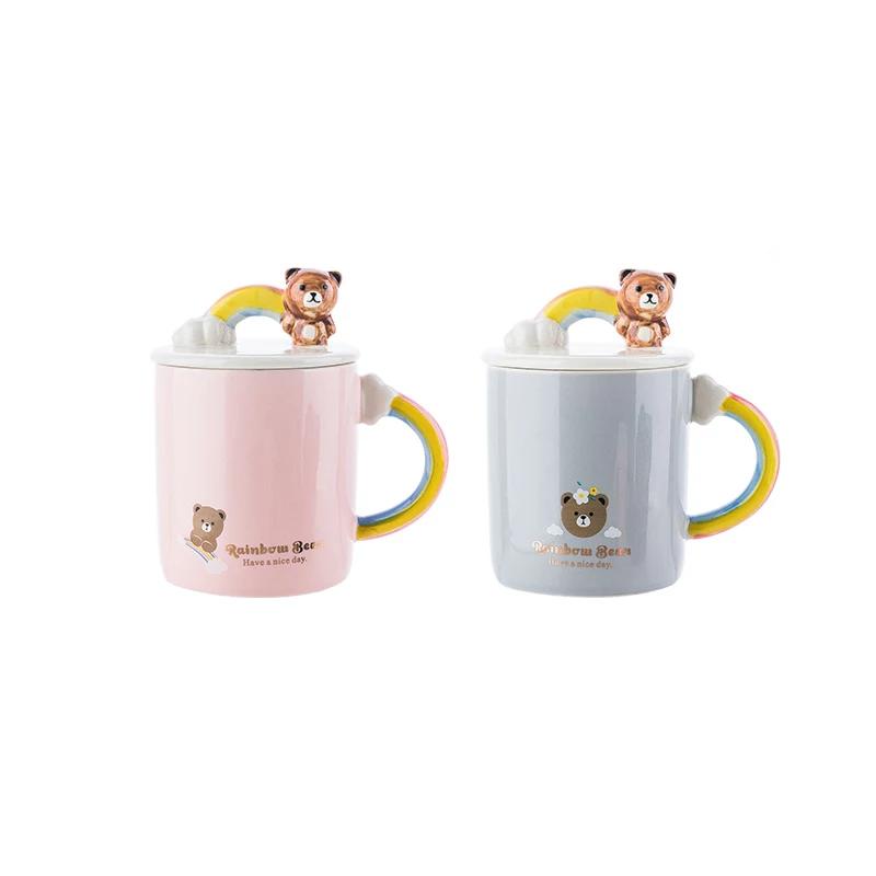 

Чашка для воды керамическая парная мультяшная для завтрака японская семья Пара простых и свежих кружек Мори с крышкой