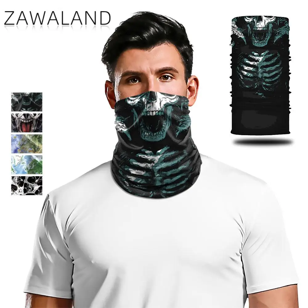 

Zawaland 3D Print Magic Scarves Skeleton Skull Neck Scarf Anti-UV Outdoor Sports Multifunctional Bandana for Hiking Cycling