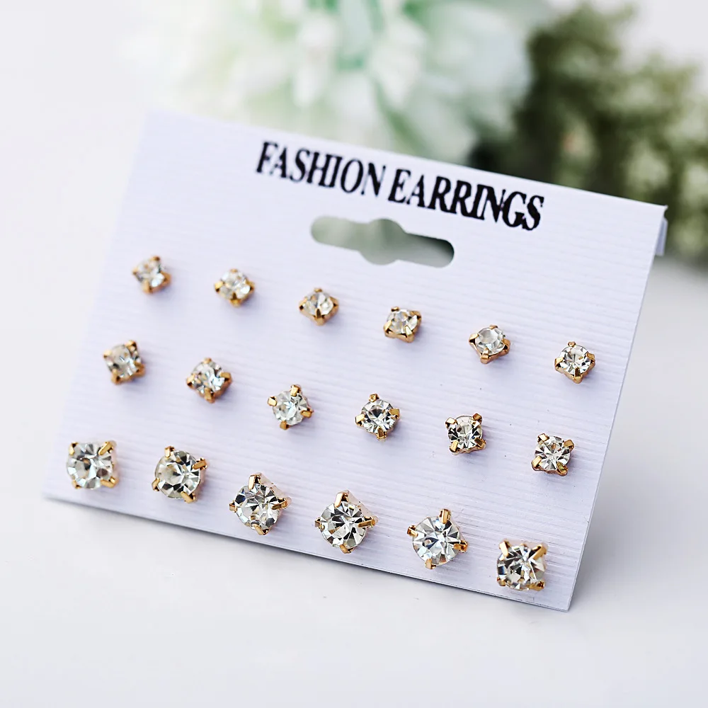 Rinhoo набор из 12 пар сережек с искусственным жемчугом и кристаллами для женщин