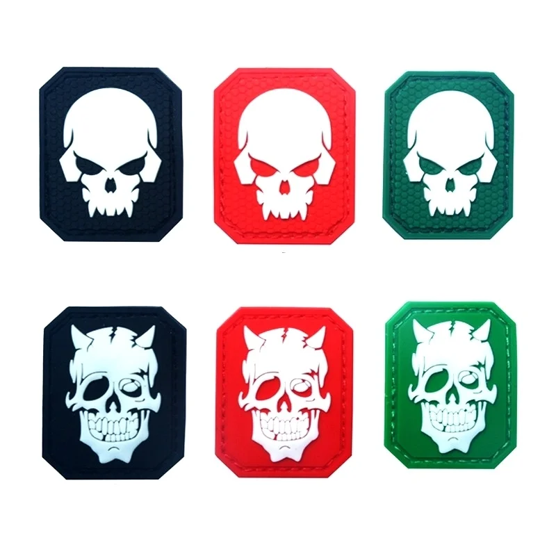 Череп ПВХ патч нарукавная нашивка светятся в темноте военные декоративные