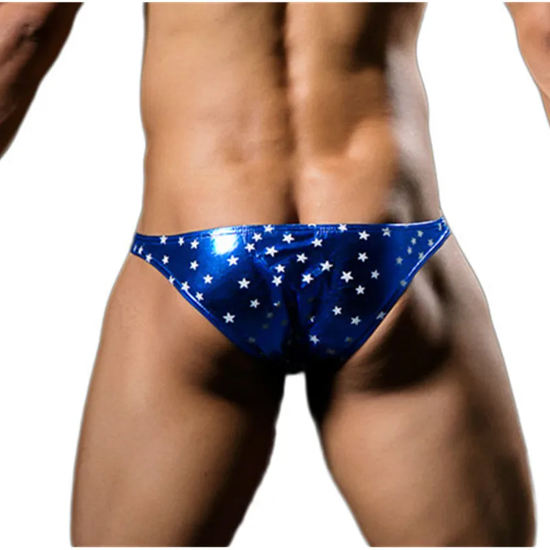 Рождество принт со звездой сексуальное мужское нижнее белье трусы искусственная